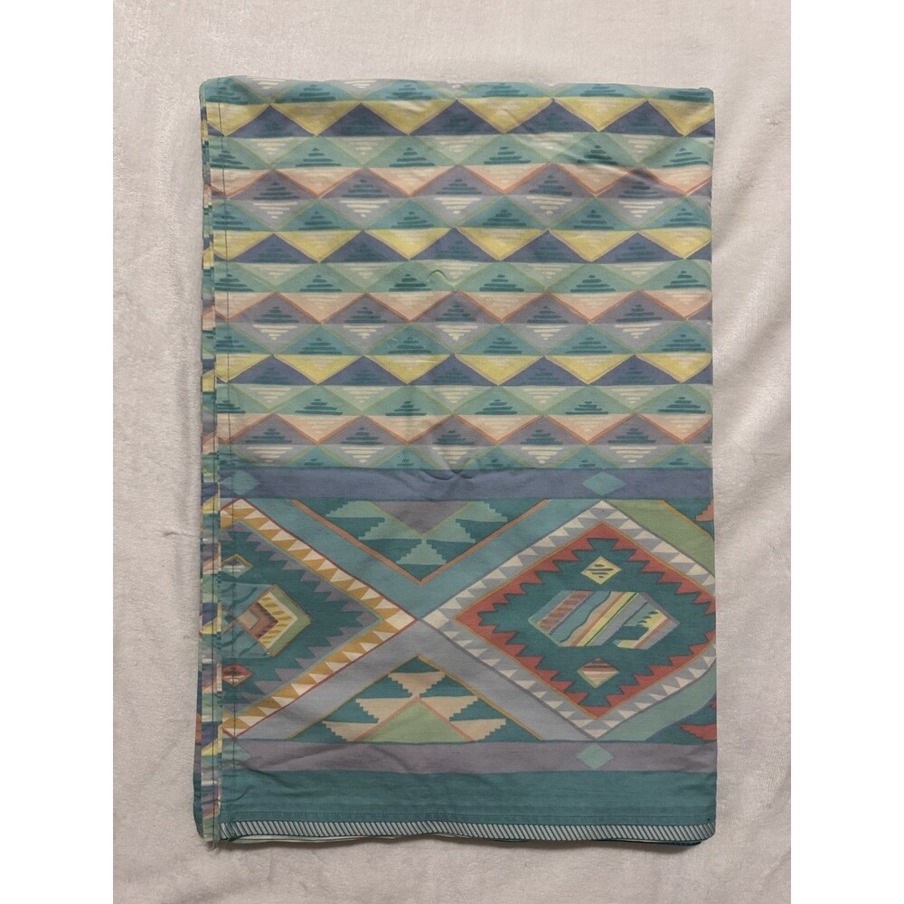 Collier Campbell Vintage Lapis Lagoon Twin Flat Sheet Southwestern Tribal